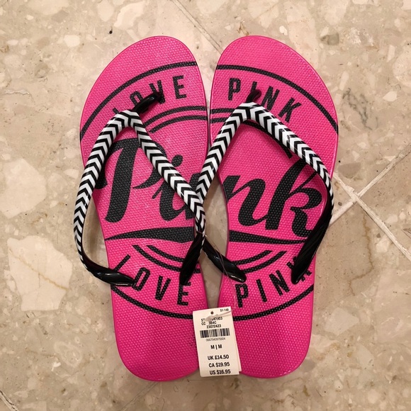 love pink flip flops